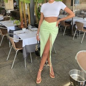 PLT Pistachio  Midi Skirt